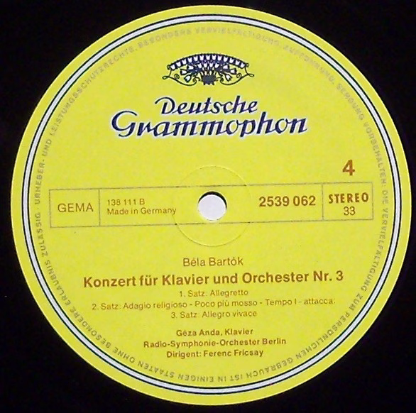Deutsche Grammophon 2726 005 - Béla Bartók, Géza Anda, Radio-Sym - Image 3