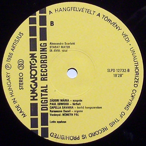 Hungaroton SLPD 12732 - Alessandro Scarlatti, Mária Zádori, Paul - Image 2
