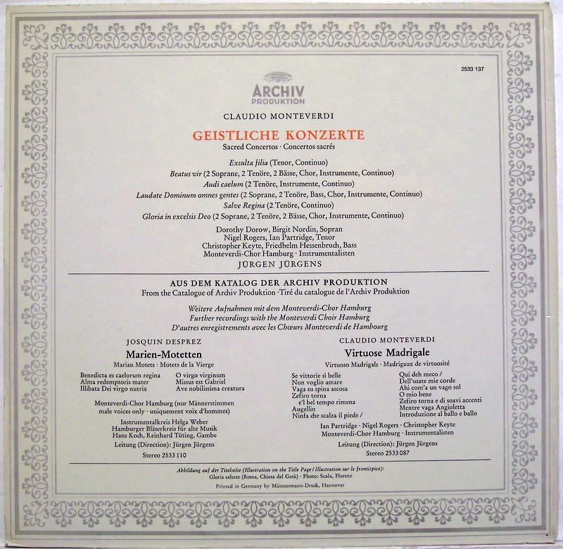 Archiv Produktion 2533 137 - Claudio Monteverdi, Dorothy Dorow, - Image 2