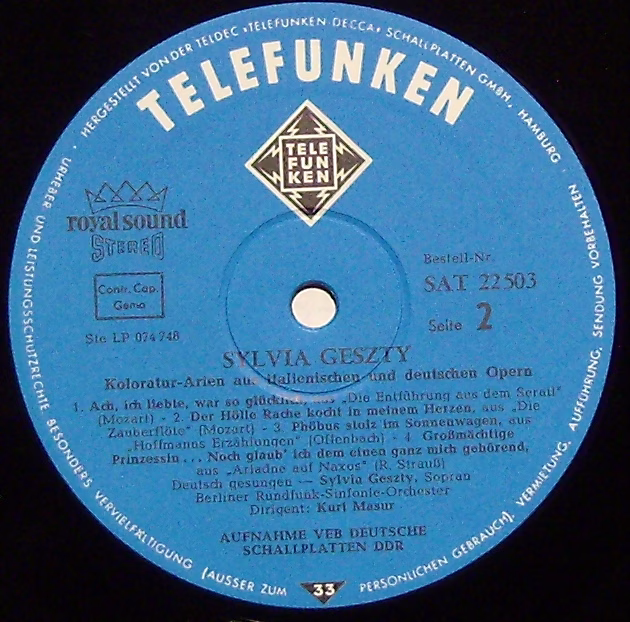 Telefunken SAT 22503 - Sylvia Geszty - Koloratur-Arien Aus Itali - Image 3