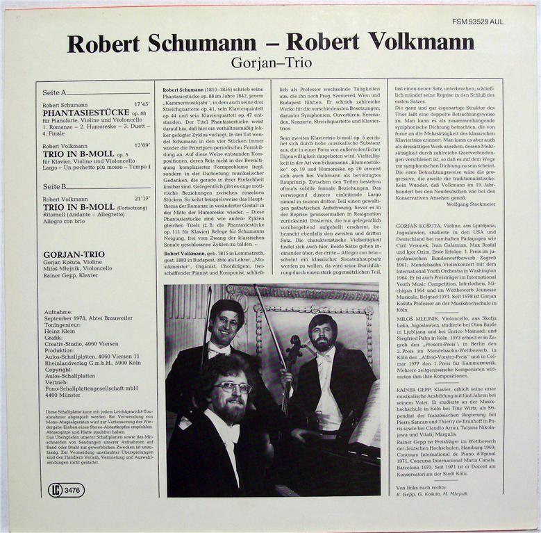 FSM Aulos FSM 53529 AUL - Robert Schumann, Robert Volkmann, Gorj - Image 2