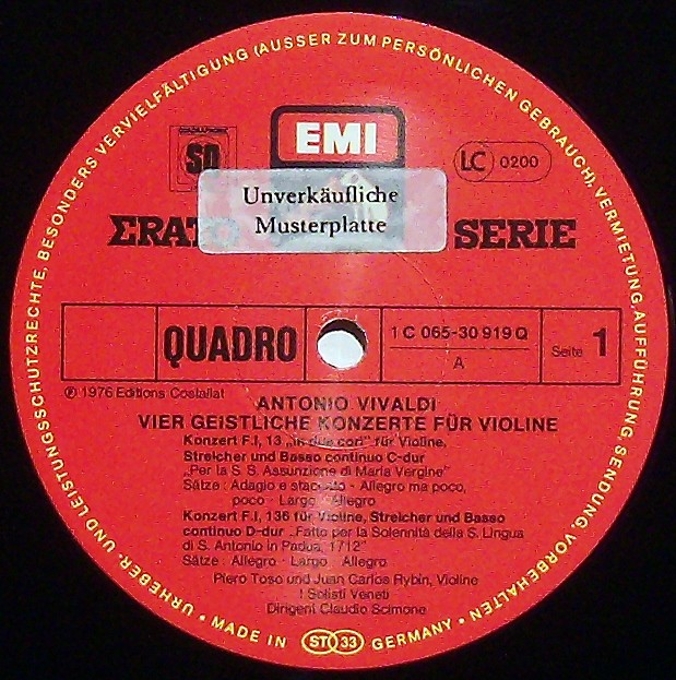 His Master's Voice 1 C065-30 919 - Antonio Vivaldi, I Solisti Ve - Image 3