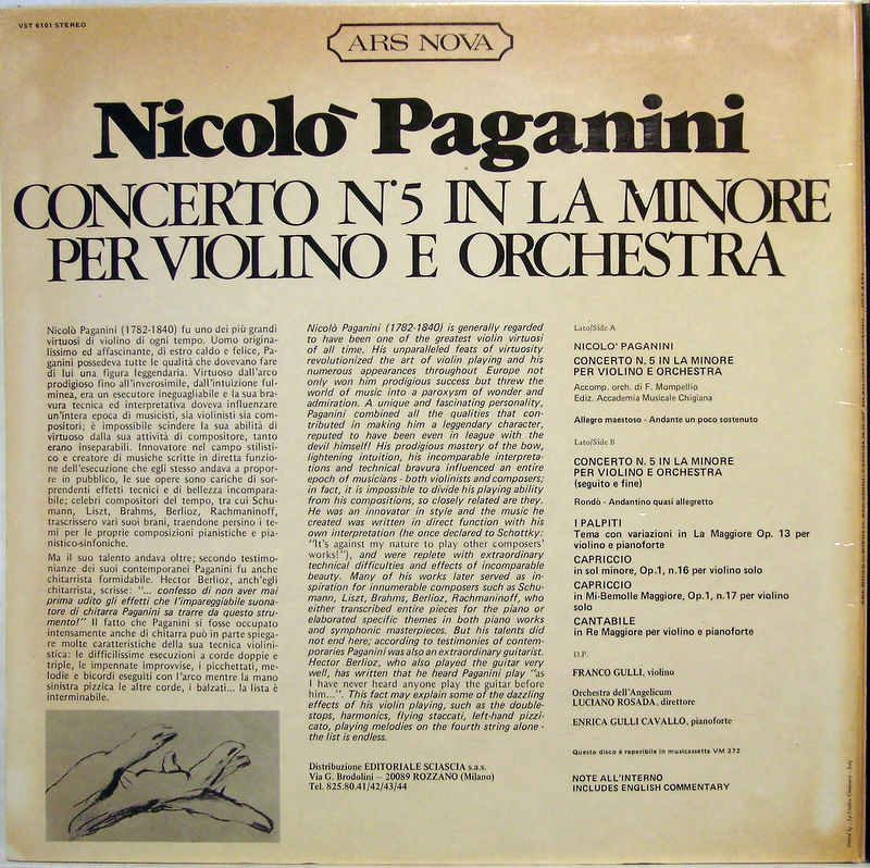 Ars Nova VST 6101 STEREO - Niccolò Paganini - Concerto N°5 In La - Image 2