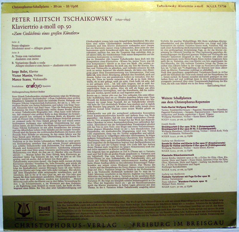 Christophorus SFGLP 78 210 - Pyotr Ilyich Tchaikovsky, Jorge Bol - Image 2