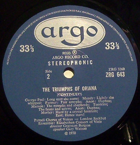 Argo ZRG 643 - The Purcell Consort Of Voices, London Cornett And - Image 3