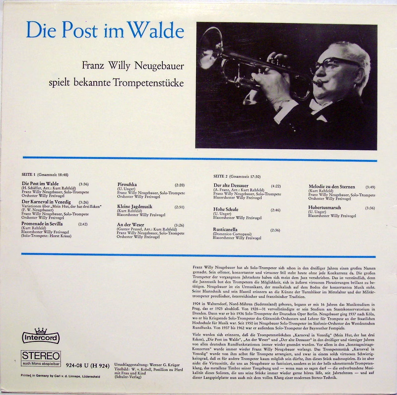 Intercord 924-08 U - Franz Willy Neugebauer - Die Post Im Walde - Image 2