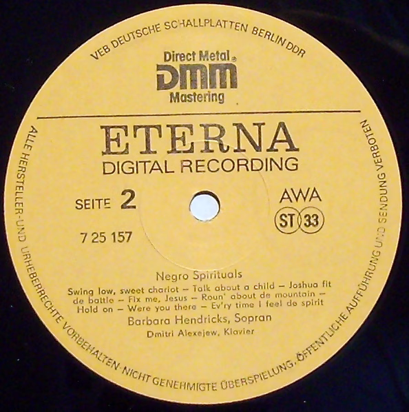 Eterna 725 157 - Barbara Hendricks, Dmitri Alexeev - Negro Spiri - Image 3