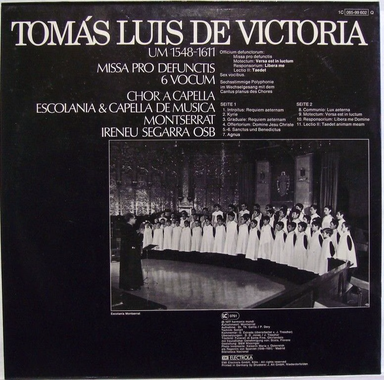 Deutsche Harmonia Mundi 1C 065-99 602 Q - Tomás Luis De Victoria - Image 2
