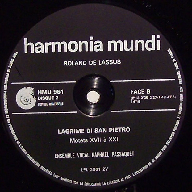 Harmonia Mundi HMU 961 - Roland De Lassus, Ensemble Vocal Raphaë - Image 3