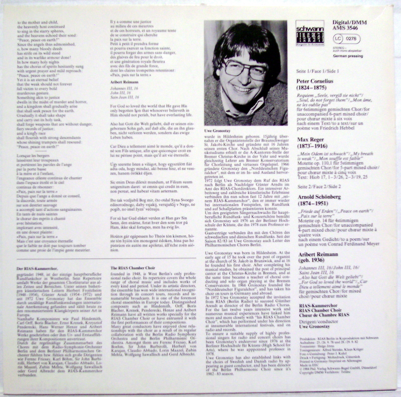 Schwann Musica Sacra AMS 3546 - RIAS-Kammerchor, Uwe Gronostay - - Image 2