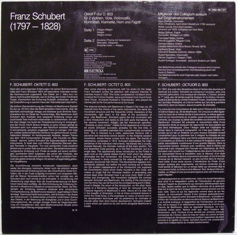 Deutsche Harmonia Mundi 1C 065-99 737 - Franz Schubert, Collegiu - Image 2