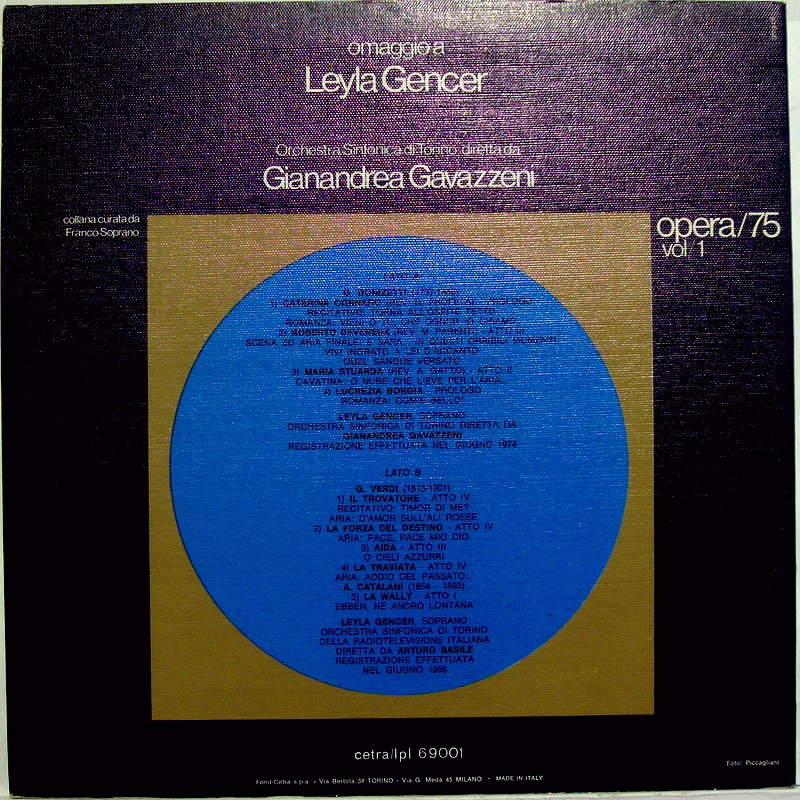 Cetra lpl 69001 - Leyla Gencer, Orchestra Sinfonica Di Torino De - Image 2