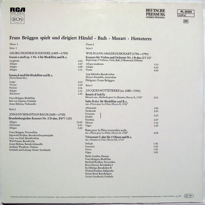 RCA Red Seal RL 30333 - Johann Sebastian Bach, Georg Friedrich H - Image 2
