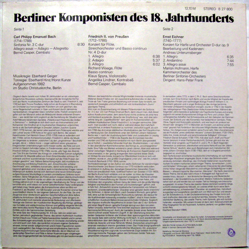 Eterna 8 27 800 - Carl Philipp Emanuel Bach, Friedrich der Gross - Image 2