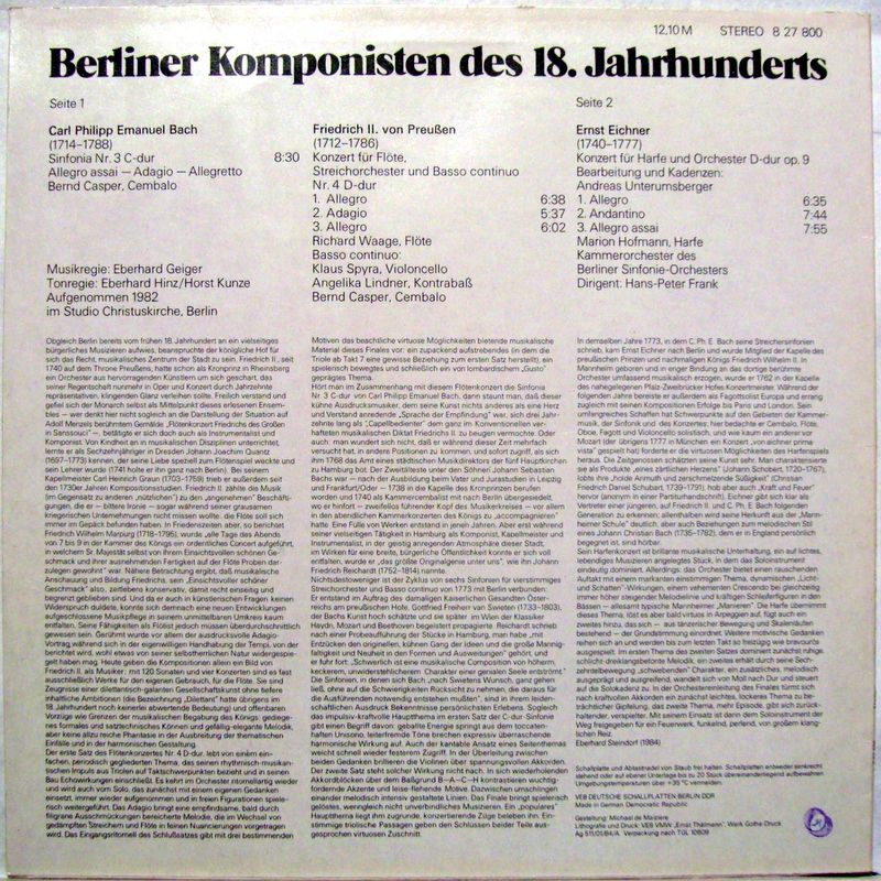 Eterna 8 27 800 - Carl Philipp Emanuel Bach, Friedrich der Gross - Image 3