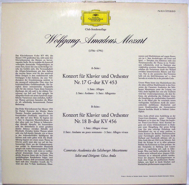 Deutsche Grammophon G 76 835 - Wolfgang Amadeus Mozart, Camerata - Image 2