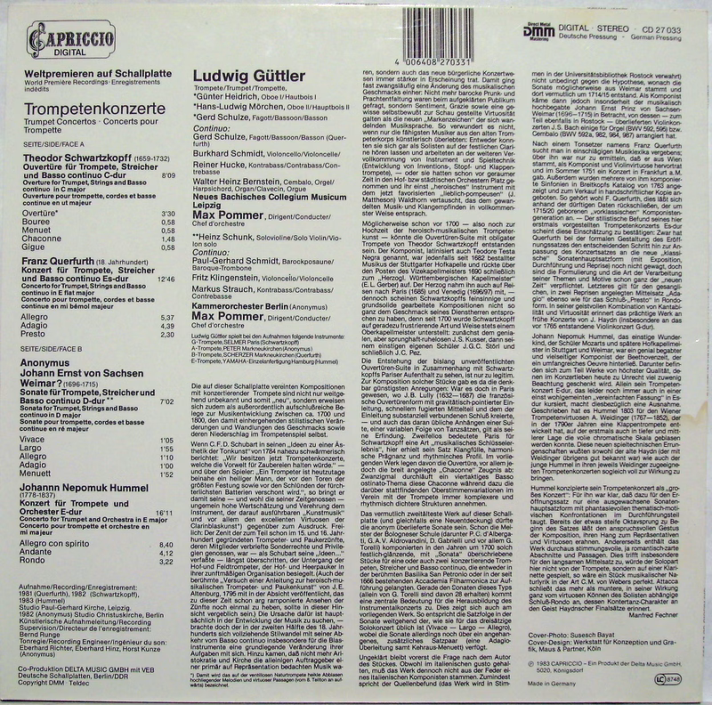 Capriccio CD 27 033 - Theodor Schwartzkopff, Franz Querfurth, An - Image 2