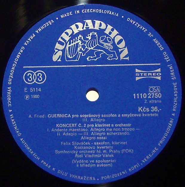 Supraphon 1110 2750 - Alexander Glazunov, Alexej Fried, Felix Sl - Image 3