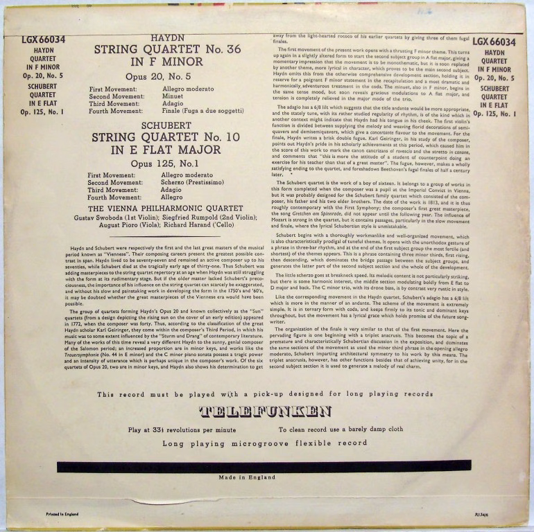 Telefunken LGX 66034 - Joseph Haydn, Franz Schubert, Wiener Phil - Image 2