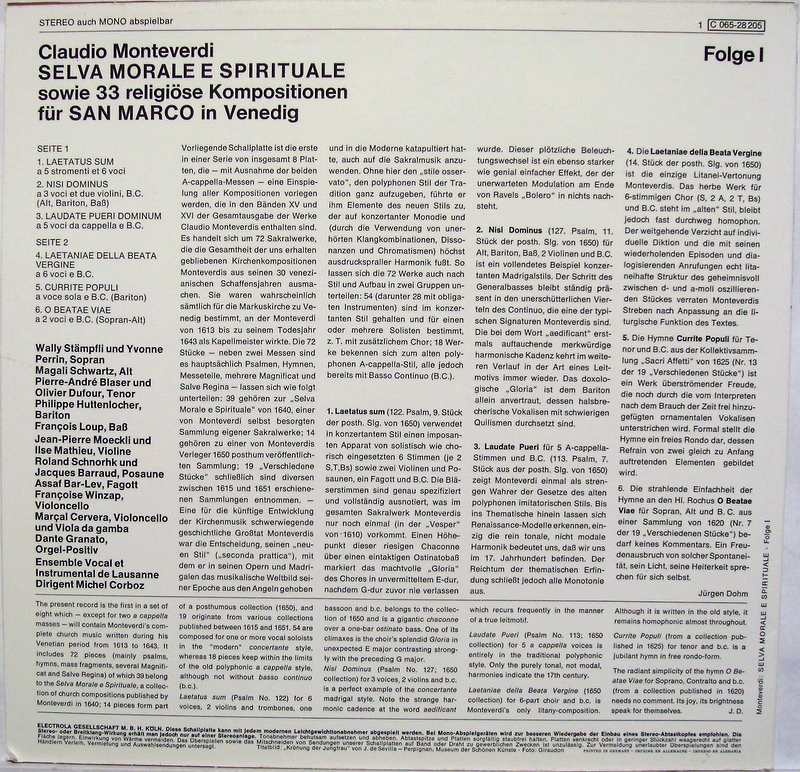 Die Stimme Seines Herrn 1 C 065-28 205 - Claudio Monteverdi, Sol - Image 2