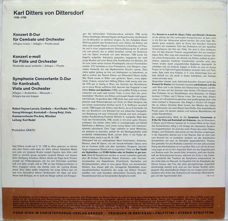 Fono-Ring SFGLP 77 754 - Carl Ditters von Dittersdorf - Cembalok - Image 2