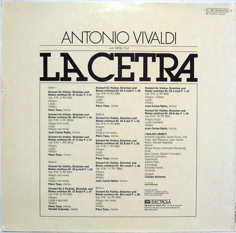 EMI 1C 187-30 904/05 - Antonio Vivaldi, I Solisti Veneti, Claudi - Image 2
