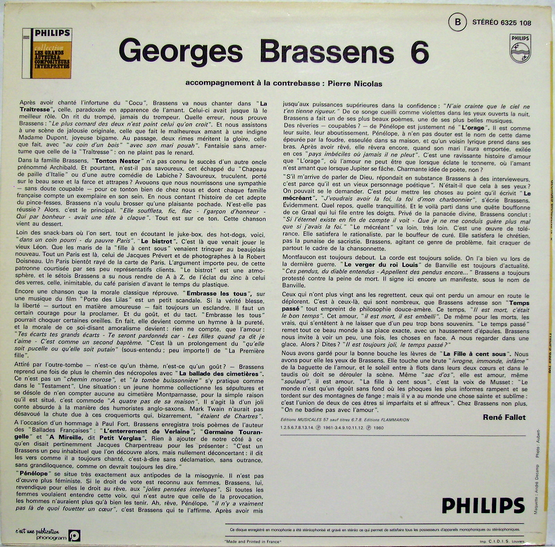 Philips 6332 133 - Georges Brassens - VI - Image 2