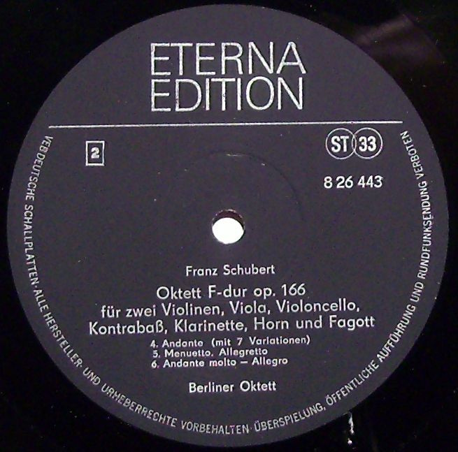Eterna 8 26 443 - Franz Schubert, Berliner Oktett - Oktett F-dur - Image 7