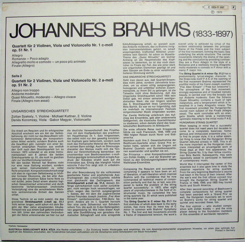 His Master's Voice C 053-11 697 - The Hungarian Quartet - Johann - Image 2