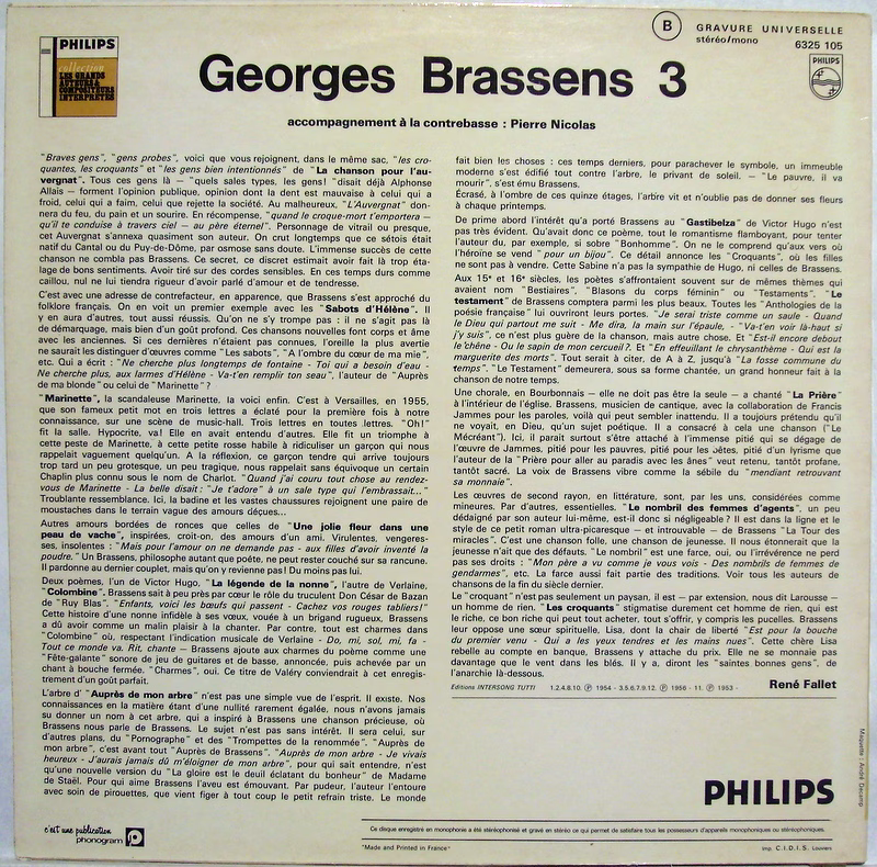 Philips 6325 105 - Georges Brassens - III - Image 2
