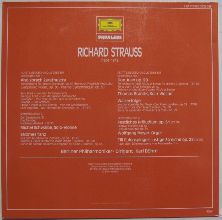 Deutsche Grammophon 2726 028 - Richard Strauss, Berliner Philhar - Image 2
