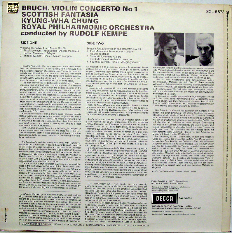 DECCA SXL 6573 - Max Bruch, Kyung-Wha Chung, Royal Philharmonic - Image 2