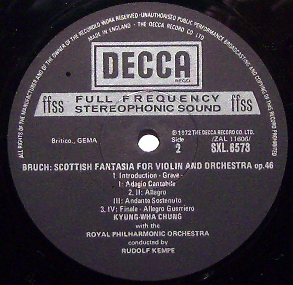 DECCA SXL 6573 - Max Bruch, Kyung-Wha Chung, Royal Philharmonic - Image 3