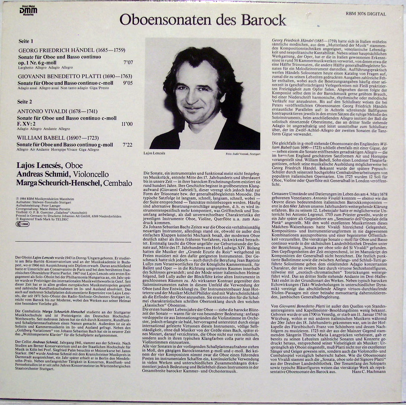 RBM Records 3076 - Georg Friedrich Händel, Giovanni Benedetto Pl - Image 2