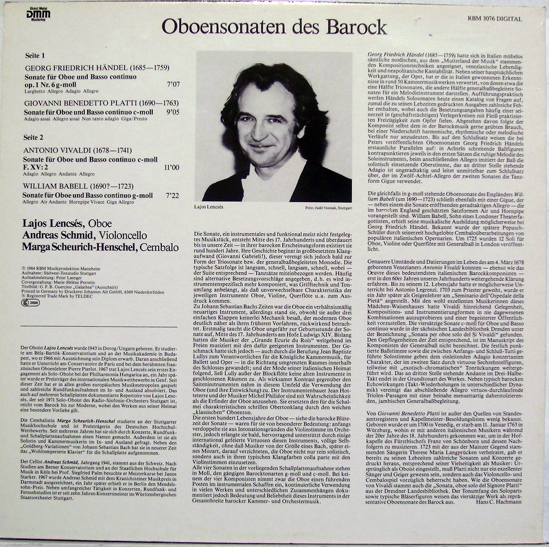 RBM Records 3076 - Georg Friedrich Händel, Giovanni Benedetto Pl - Image 2