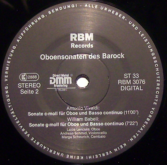 RBM Records 3076 - Georg Friedrich Händel, Giovanni Benedetto Pl - Image 3