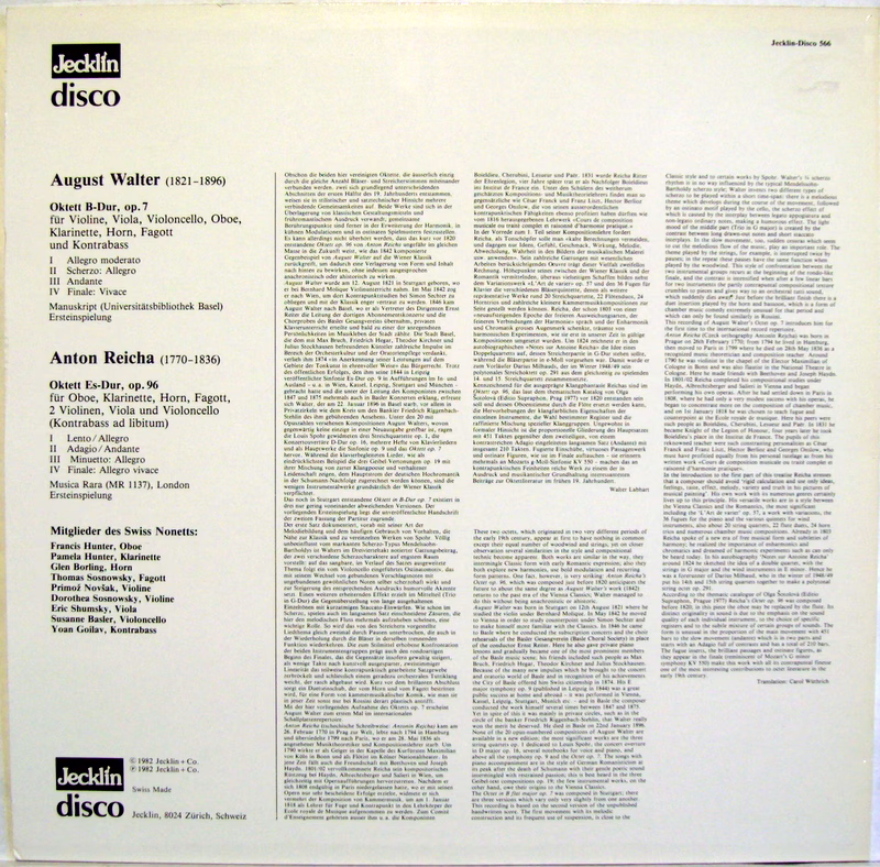 Jecklin-Disco 566 - August Walter, Anton Reicha, Mitglieder Des - Image 2