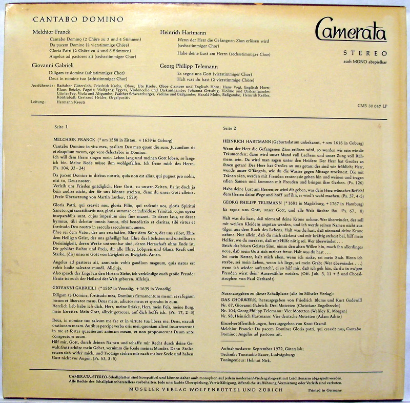 Camerata (2) CMS 30047 - Melchior Franck, Giovanni Gabrieli, Hei - Image 3