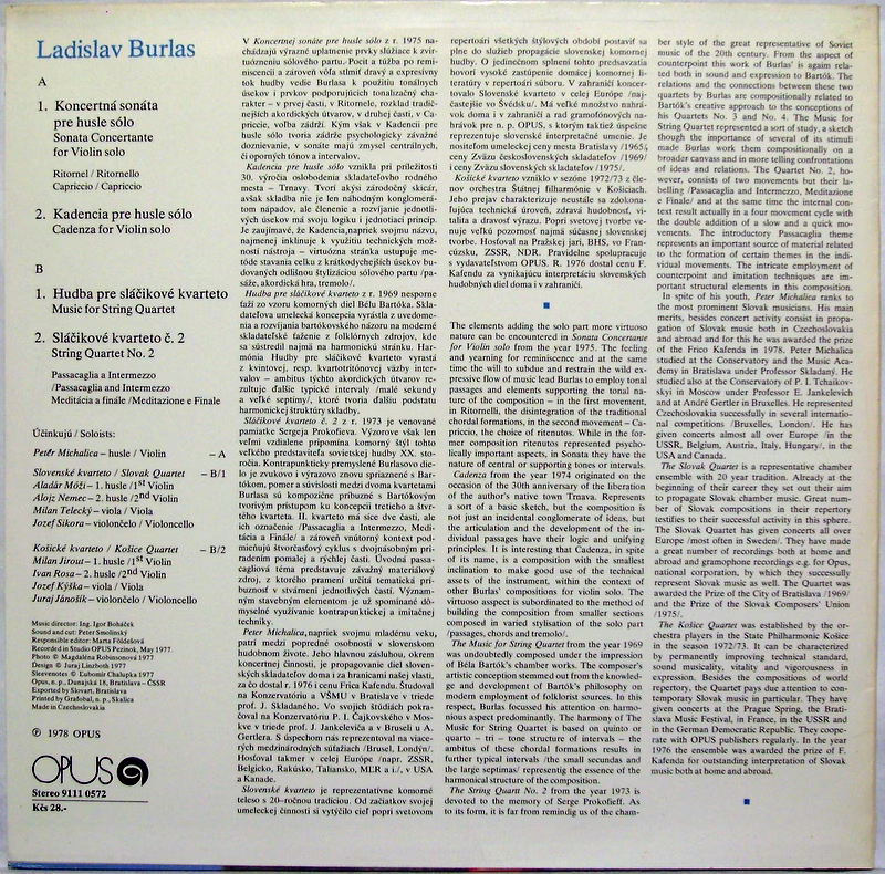 Opus 91110572 - Ladislav Burlas - Koncertná Sonáta Pre Husle Sól - Image 2