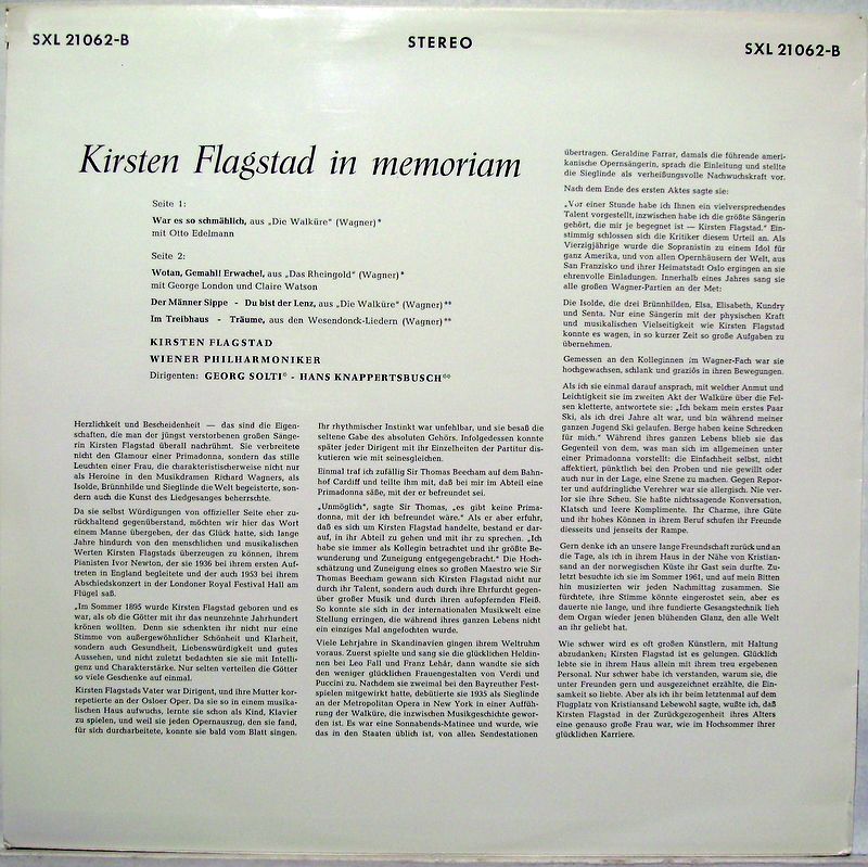 DECCA SXL 21062-B - Kirsten Flagstad, Richard Wagner, Wiener Phi - Image 2