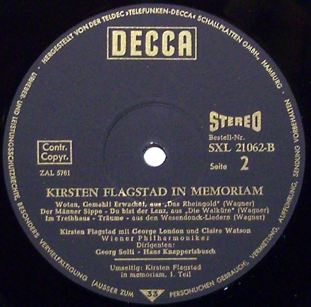 DECCA SXL 21062-B - Kirsten Flagstad, Richard Wagner, Wiener Phi - Image 3