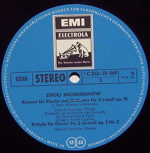 His Master's Voice 1C 053-100 69 - Sergei Vasilyevich Rachmanino - Image 3