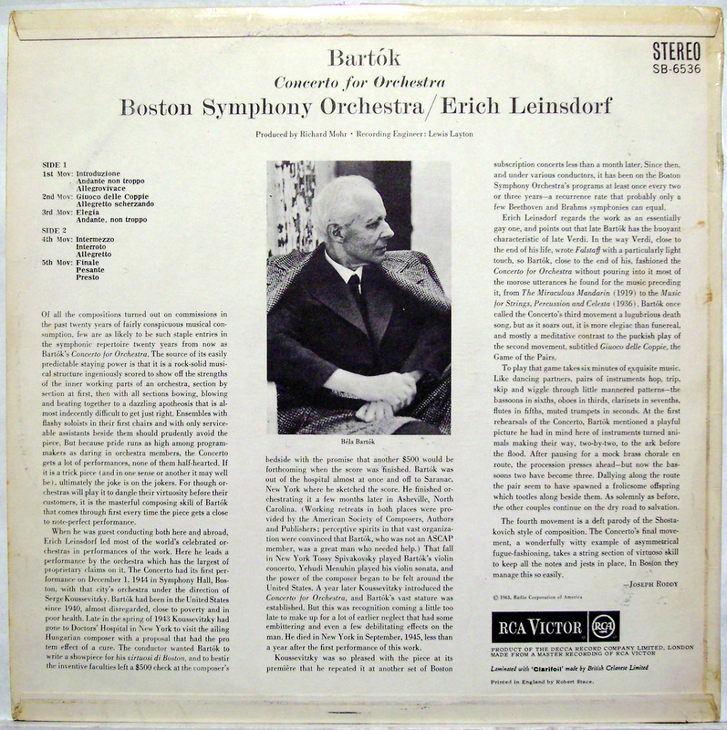 RCA Victor Red Seal SB-6536 - Béla Bartók, Boston Symphony Orche - Image 3