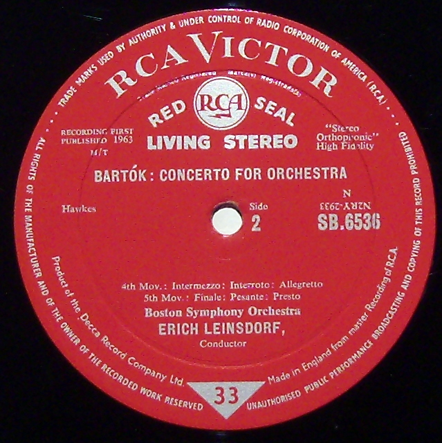 RCA Victor Red Seal SB-6536 - Béla Bartók, Boston Symphony Orche - Image 4