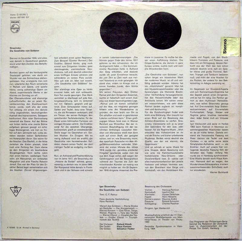 Philips 837 040 GY - Igor Stravinsky - Die Geschichte Vom Soldat - Image 2