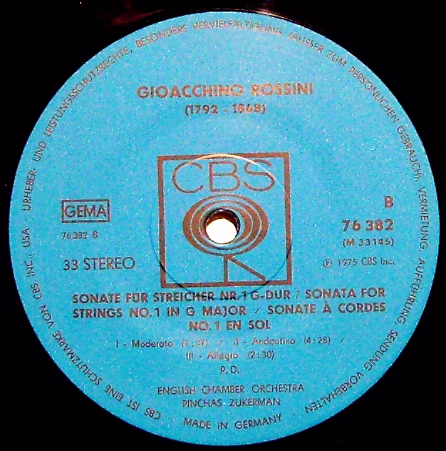 CBS 76 382 - Giuseppe Verdi, Gioacchino Rossini, Pinchas Zukerma - Image 3
