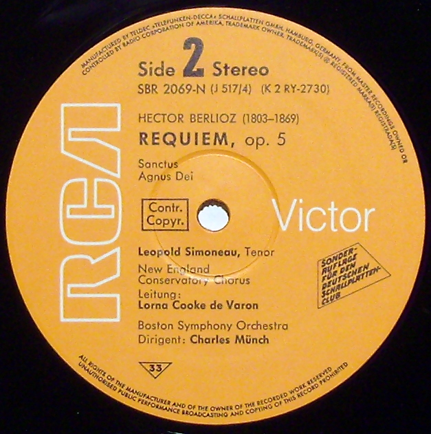 RCA Victor SBR 2068-N - Hector Berlioz, Boston Symphony Orchestr - Image 3