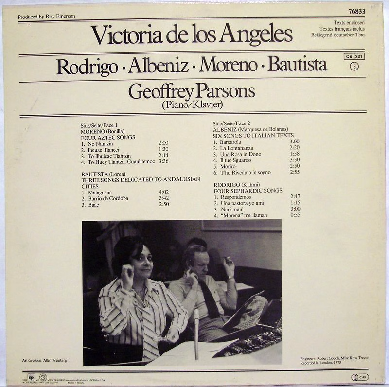 CBS Masterworks M 35139 - Victoria De Los Angeles, Geoffrey Pars - Image 2