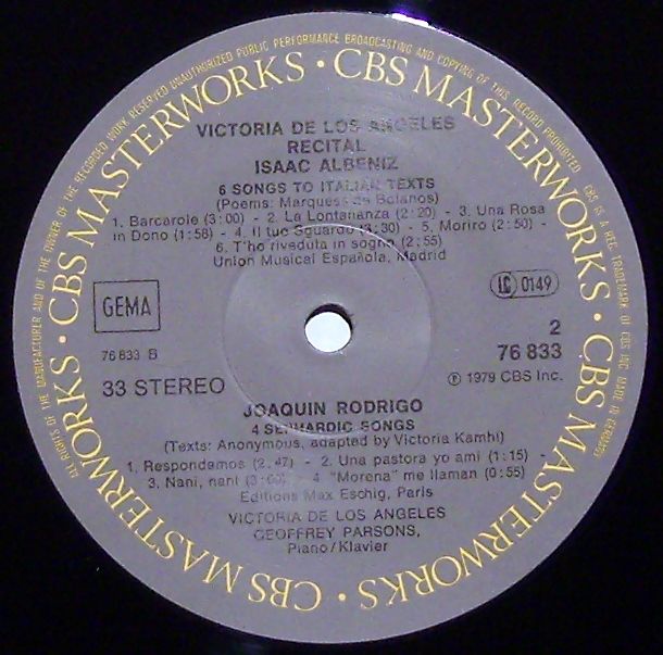 CBS Masterworks M 35139 - Victoria De Los Angeles, Geoffrey Pars - Image 3