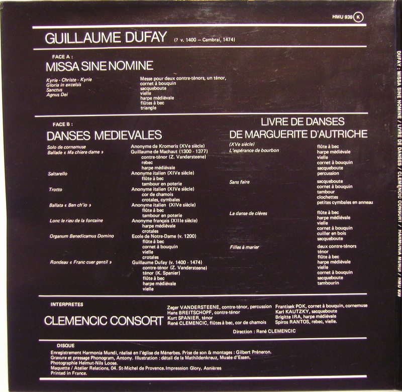 harmonia mundi France EHM 939 - Guillaume Dufay, Clemencic Conso - Image 2